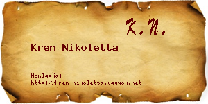Kren Nikoletta névjegykártya